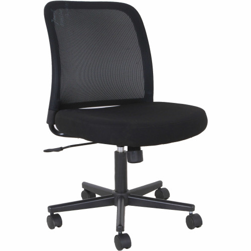 NuSparc Armless Task Chair - Fabric Seat Material - Black - 1 Each