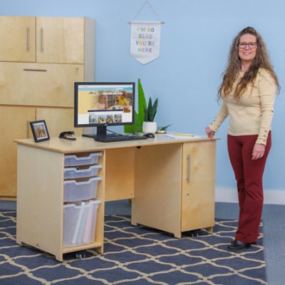 Teachers Desk With Trays And Locking Door