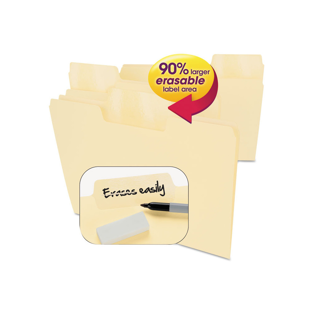 Erasable SuperTab File Folders, 1/3Cut Tabs Assorted, Letter Size...
