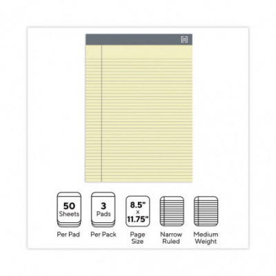 Vertical-Orientation Self-Stick Easel Pad Value Pack, Presentation Format  (1.5 Rule), 25 x 30, Yellow, 30 Sheets, 4/Carton
